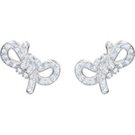 Swarovski - Lifelong Bow Pierced Earrings, White, Rhodium plated