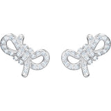 Swarovski - Lifelong Bow Pierced Earrings, White, Rhodium plated