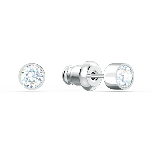 SWAROVSKI TENNIS STUD PIERCED EARRINGS, WHITE, RHODIUM PLATED