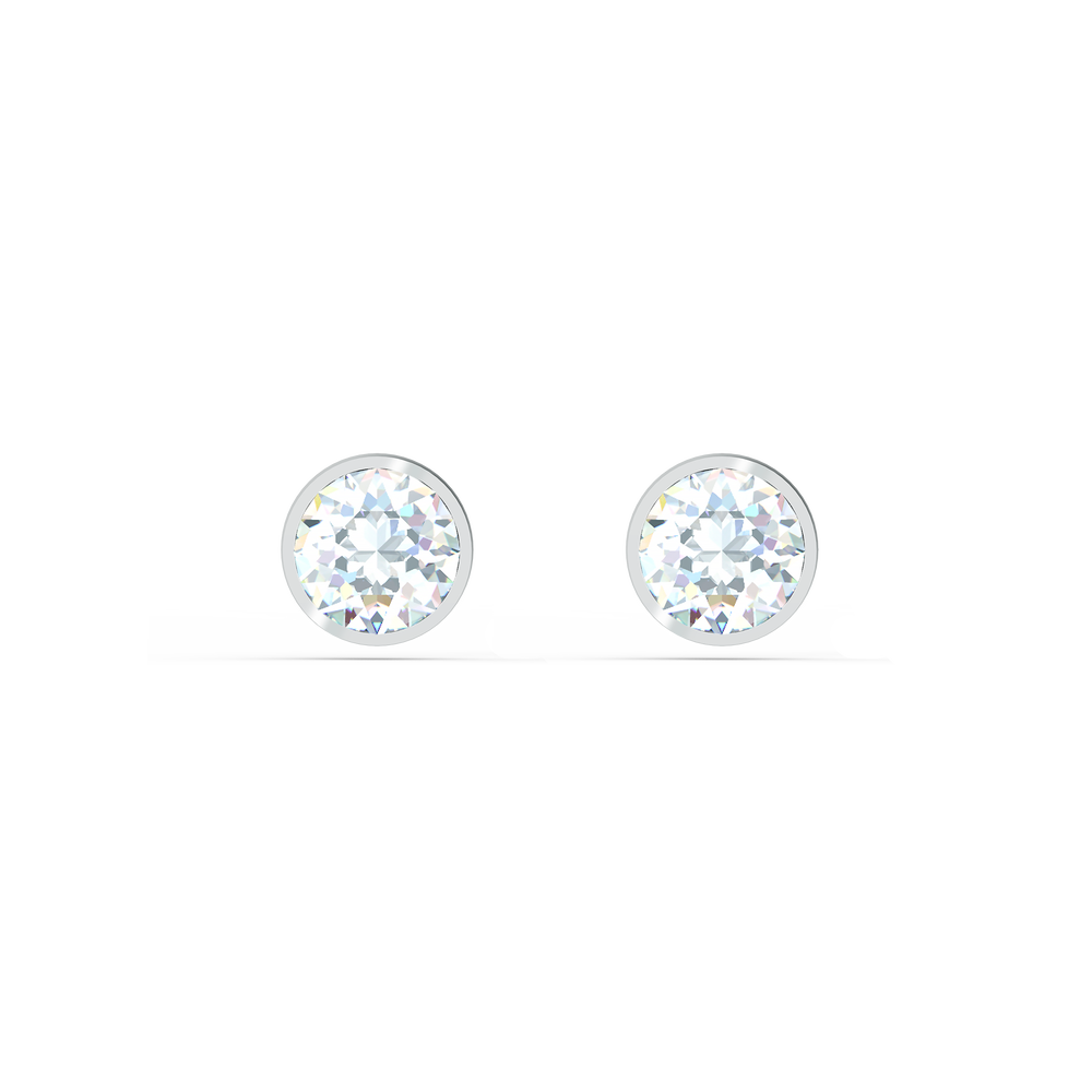 SWAROVSKI TENNIS STUD PIERCED EARRINGS, WHITE, RHODIUM PLATED